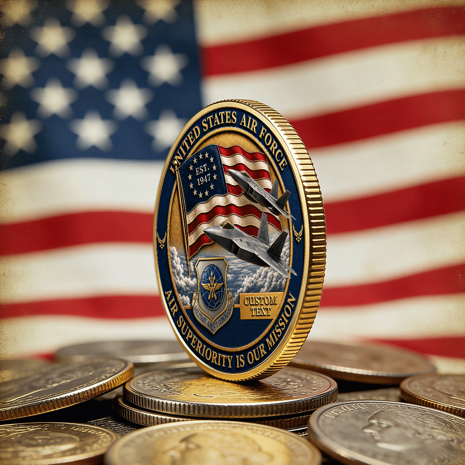 US Air Force Custom Rank Tribute 3D Challenge Coin Gift