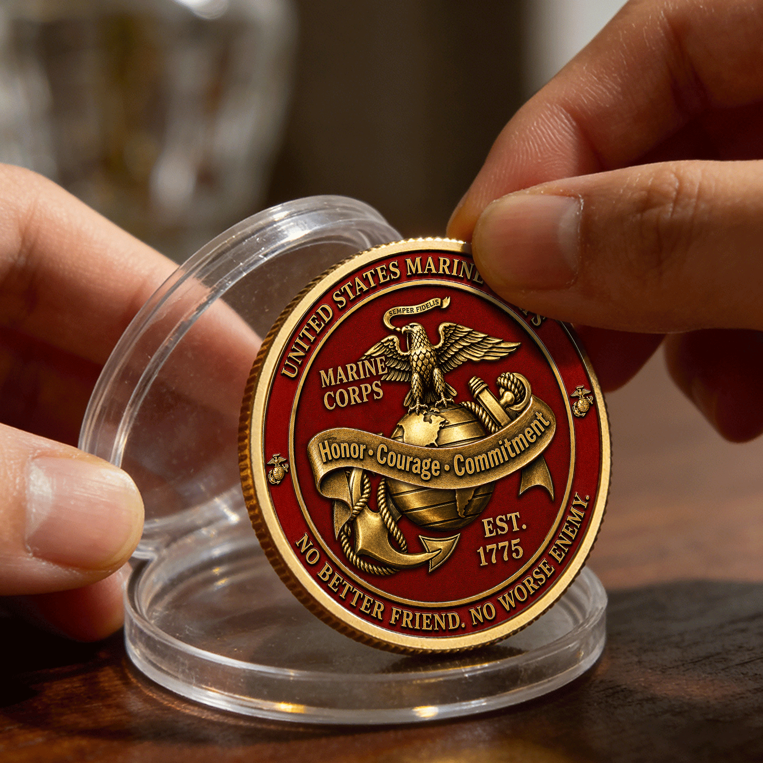 USMC Custom Rank and Name 3D Challenge Coin Veteran Keepsake