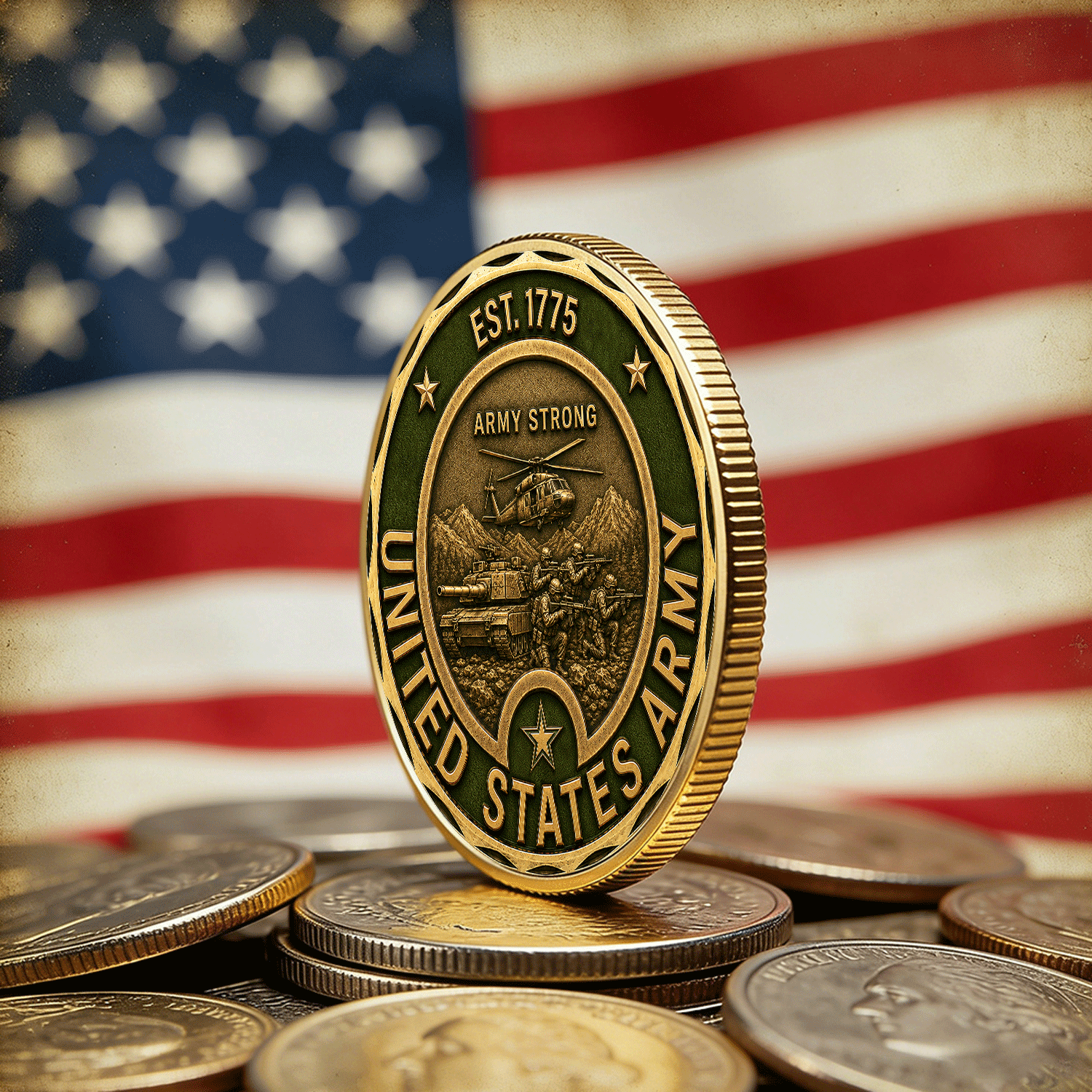 Custom Army Service Member Rank 3D Challenge Coin Gift