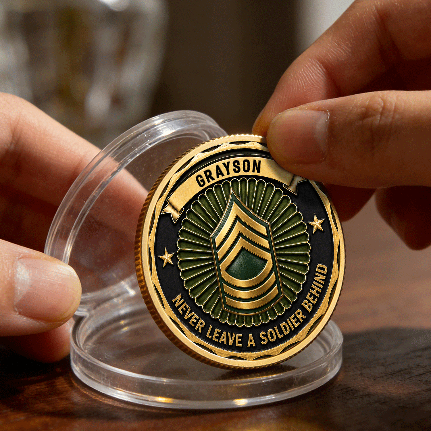 Custom Army Service Member Rank 3D Challenge Coin Gift