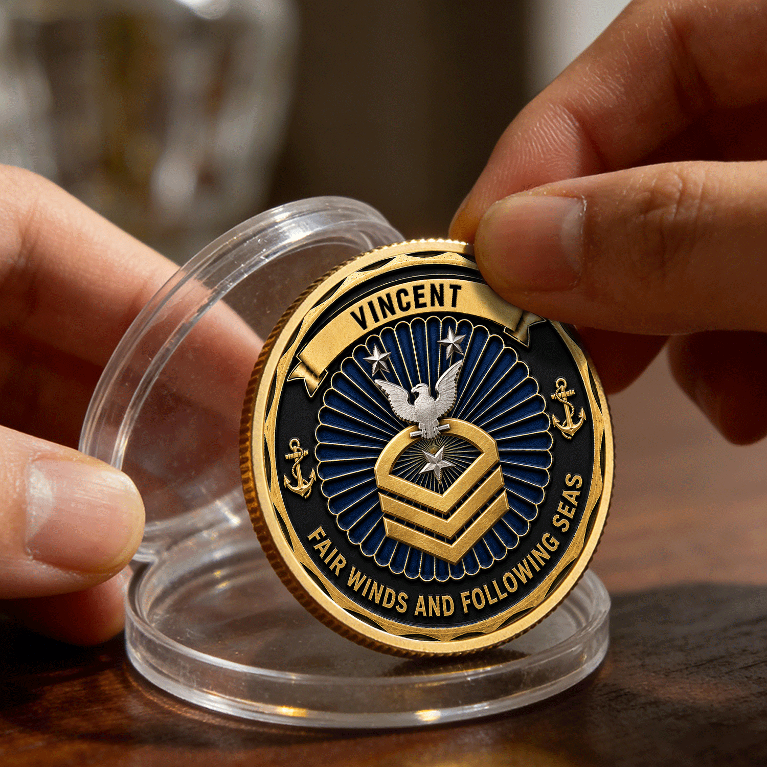 Custom US Navy Military Rank Name 3D Challenge Coin Tribute