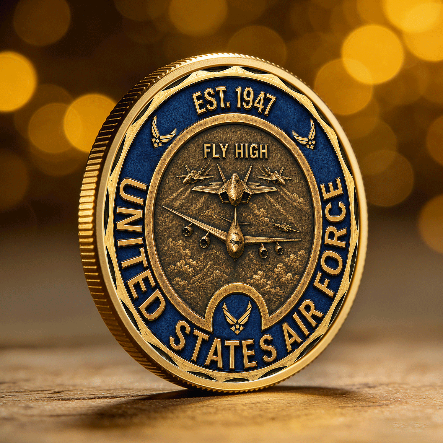 Personalized US Air Force Achievement Rank 3D Challenge Coin