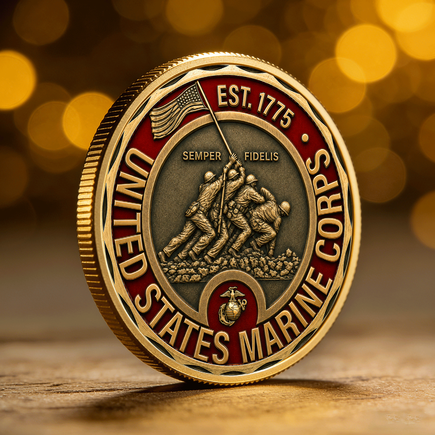 Personalized USMC Rank Tribute 3D Challenge Coin