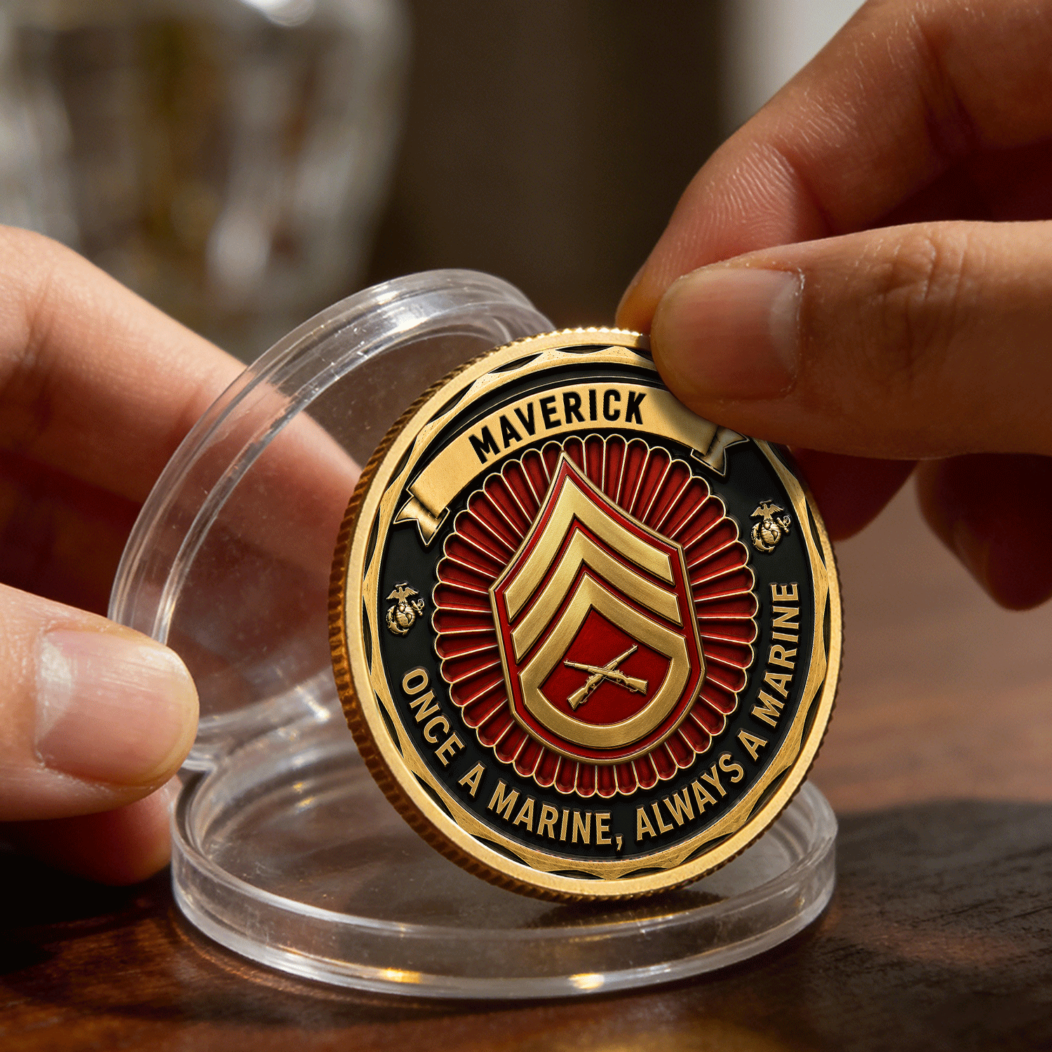 Personalized USMC Rank Tribute 3D Challenge Coin
