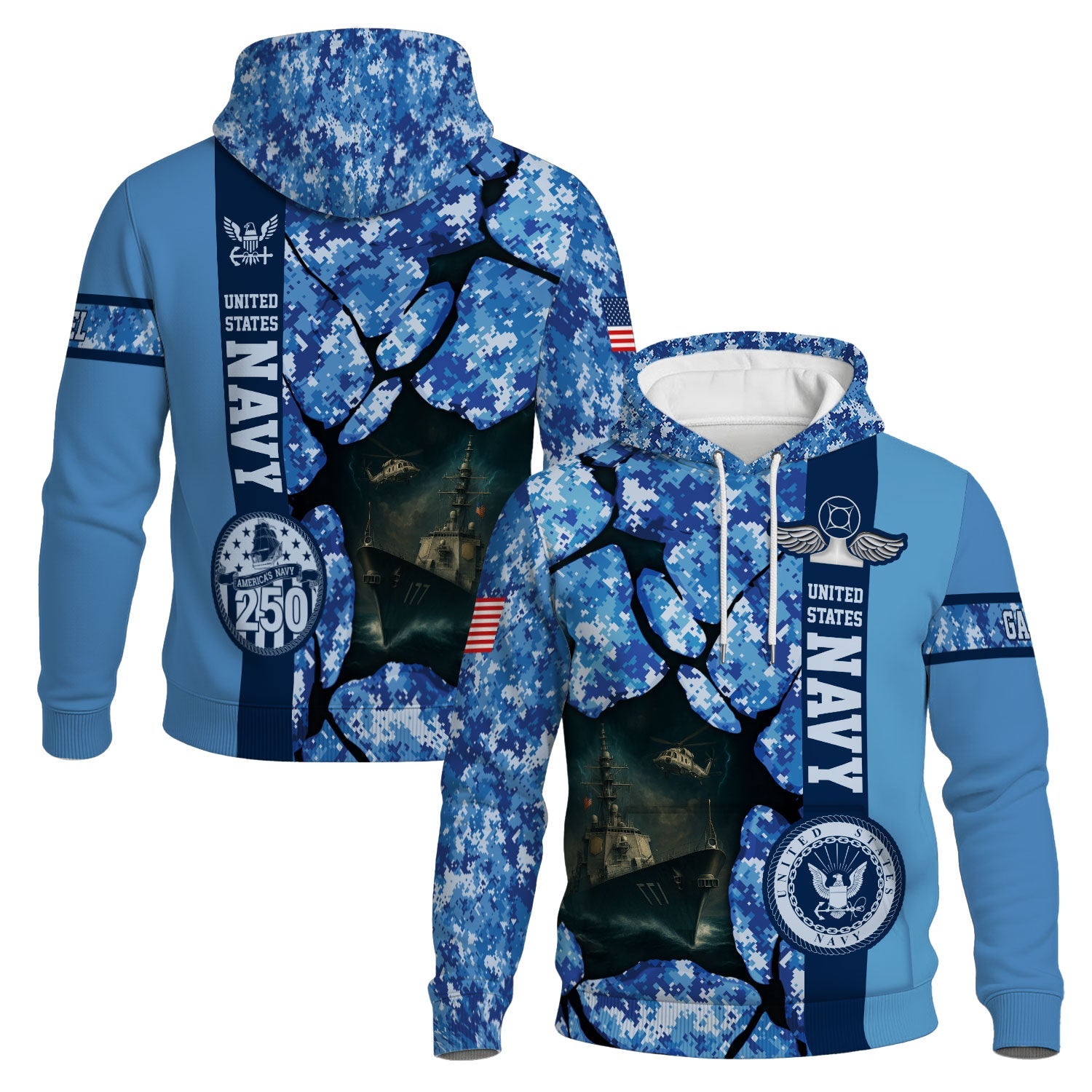 Personalized US Navy 3D All Over Print Hoodie KAH3D05