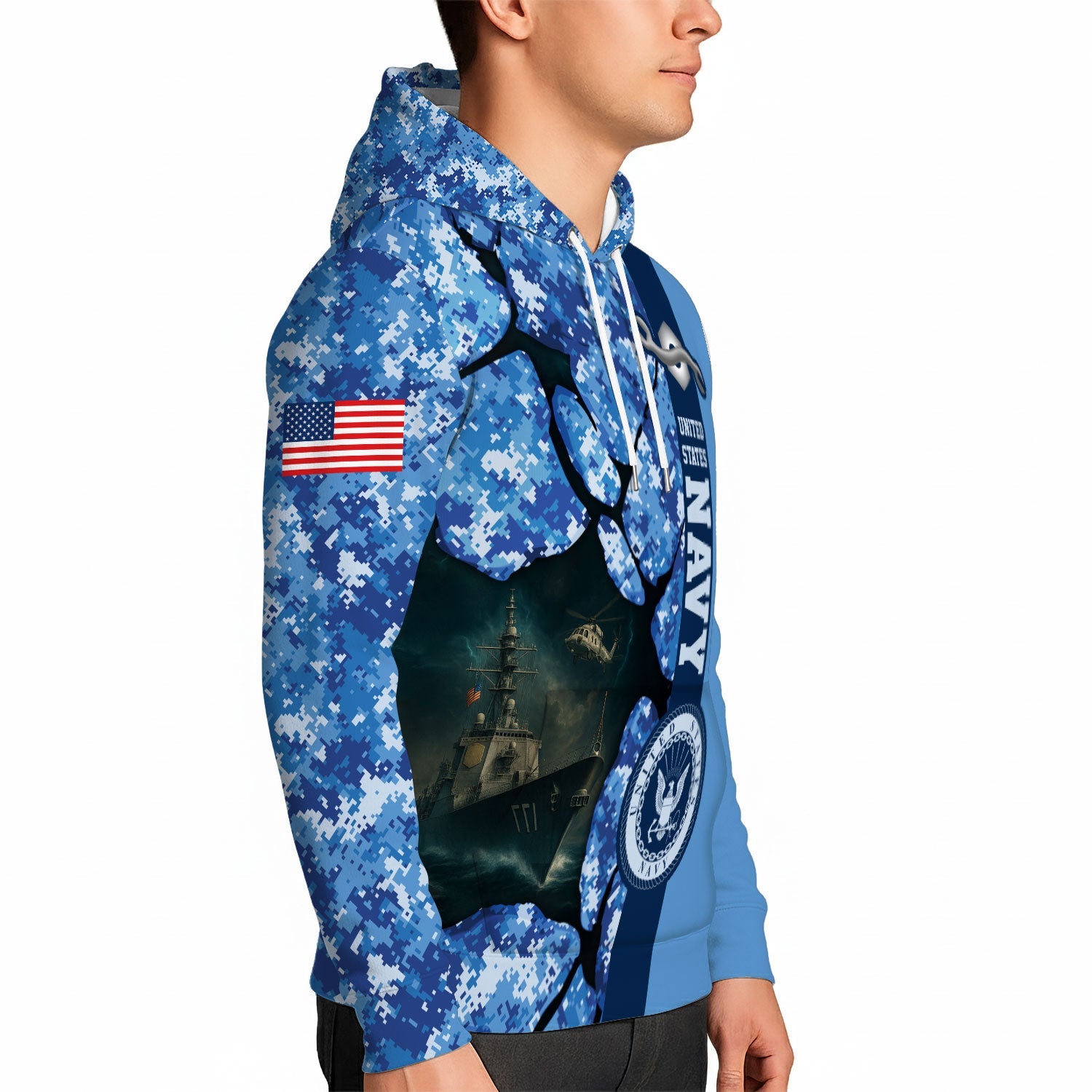 Personalized US Navy 3D All Over Print Hoodie KAH3D05