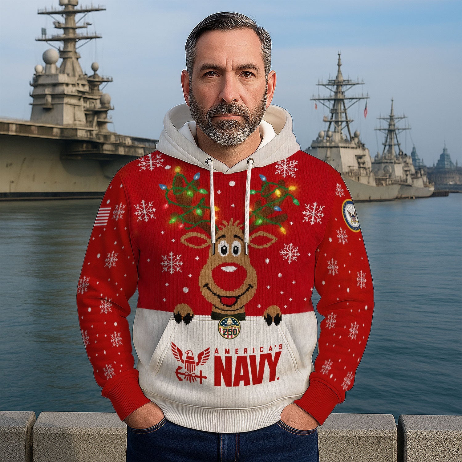 America's Navy 3D All Over Print Hoodie Xmas
