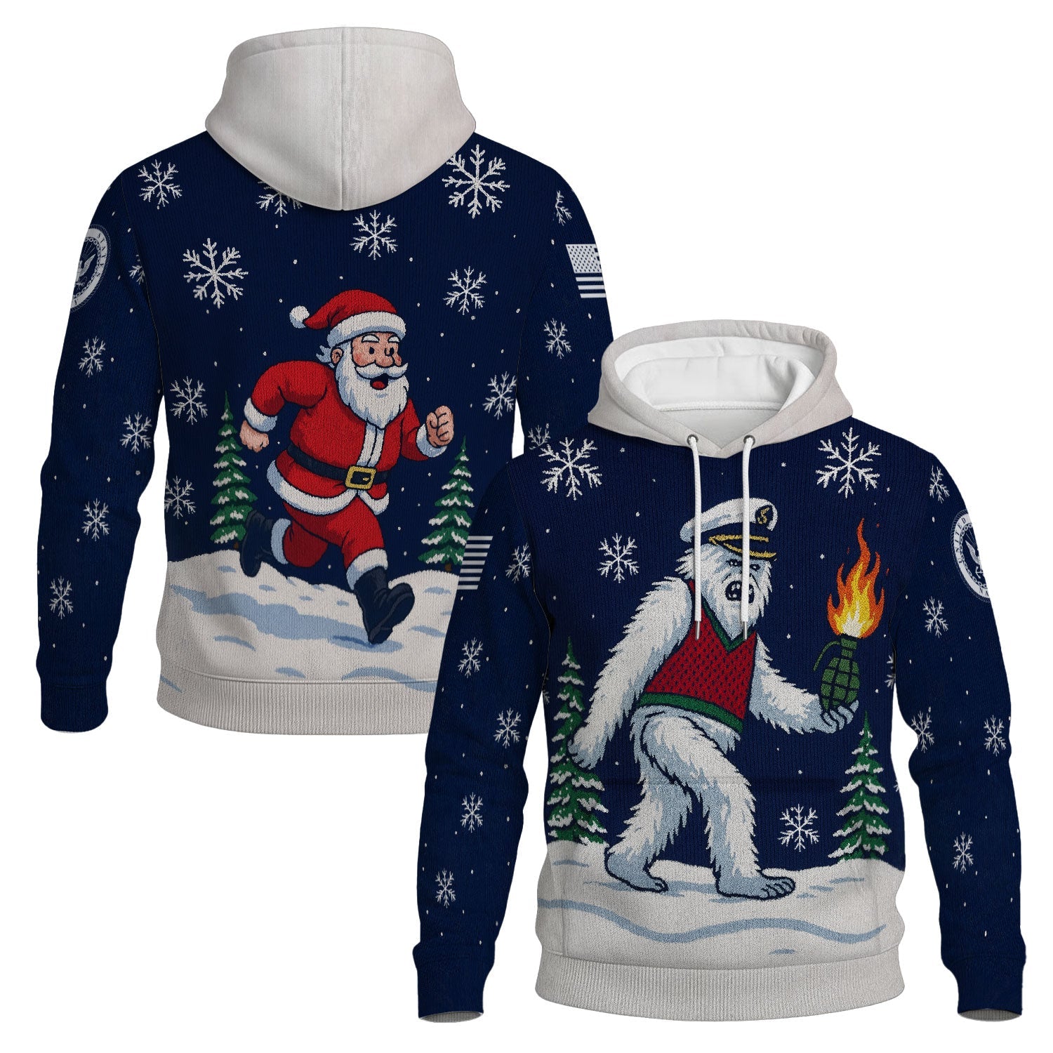 Bigfoot Navy 3D All Over Print Hoodie Xmas