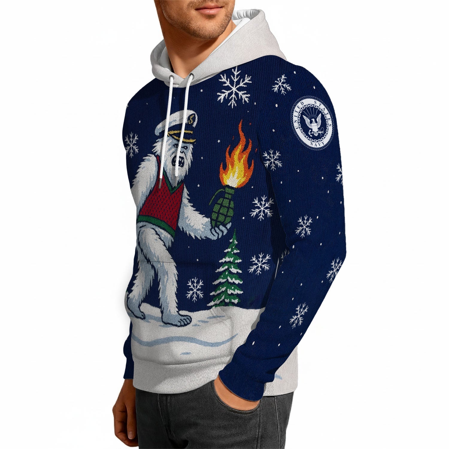 Bigfoot Navy 3D All Over Print Hoodie Xmas