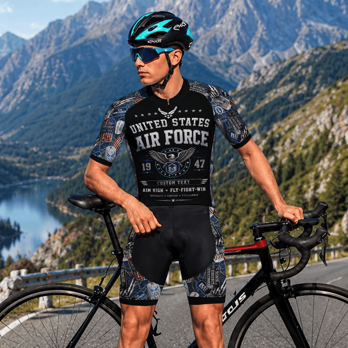 Custom Air Force Cycling Jersey Personalized Veteran Rank Bike Jersey