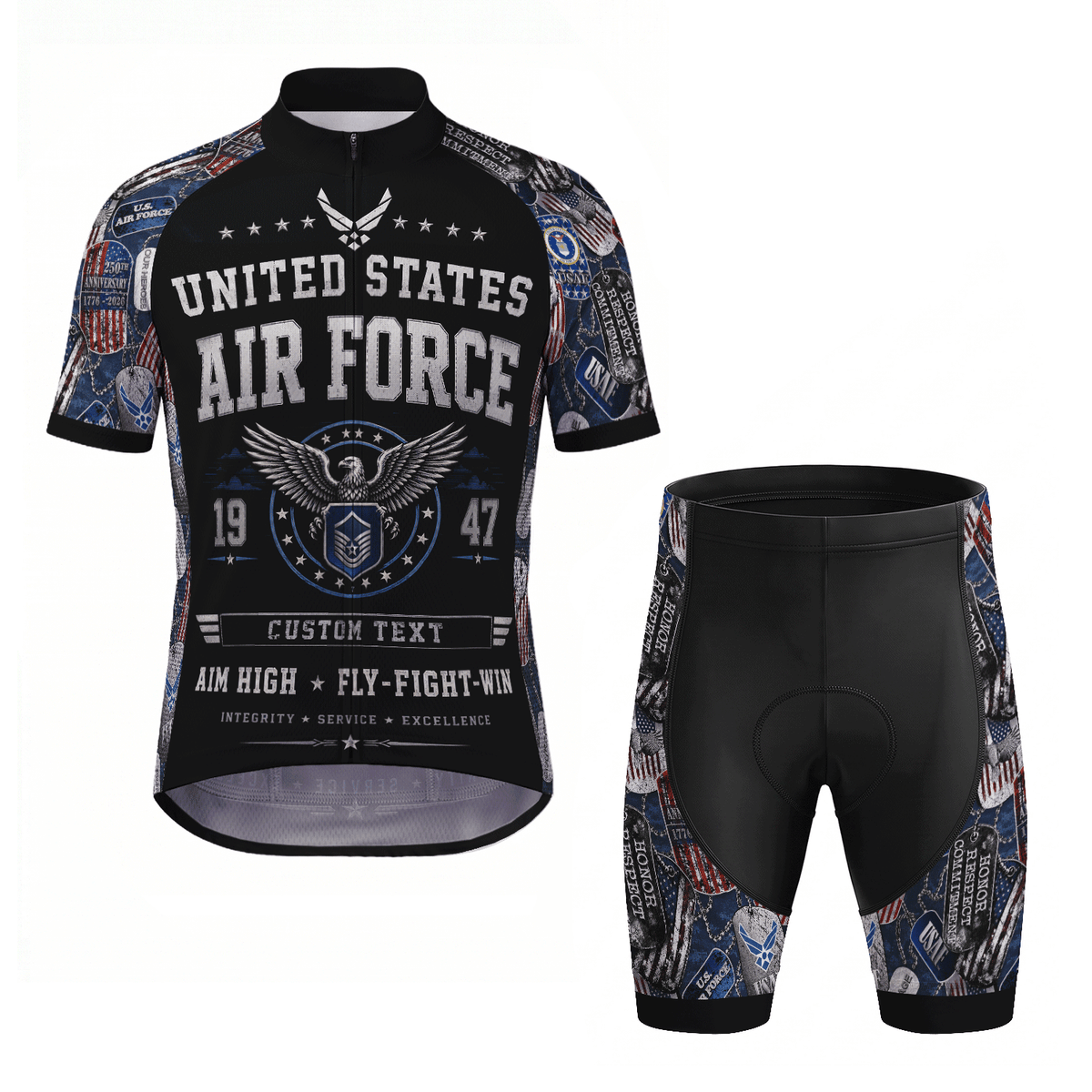 Custom Air Force Cycling Jersey Personalized Veteran Rank Bike Jersey