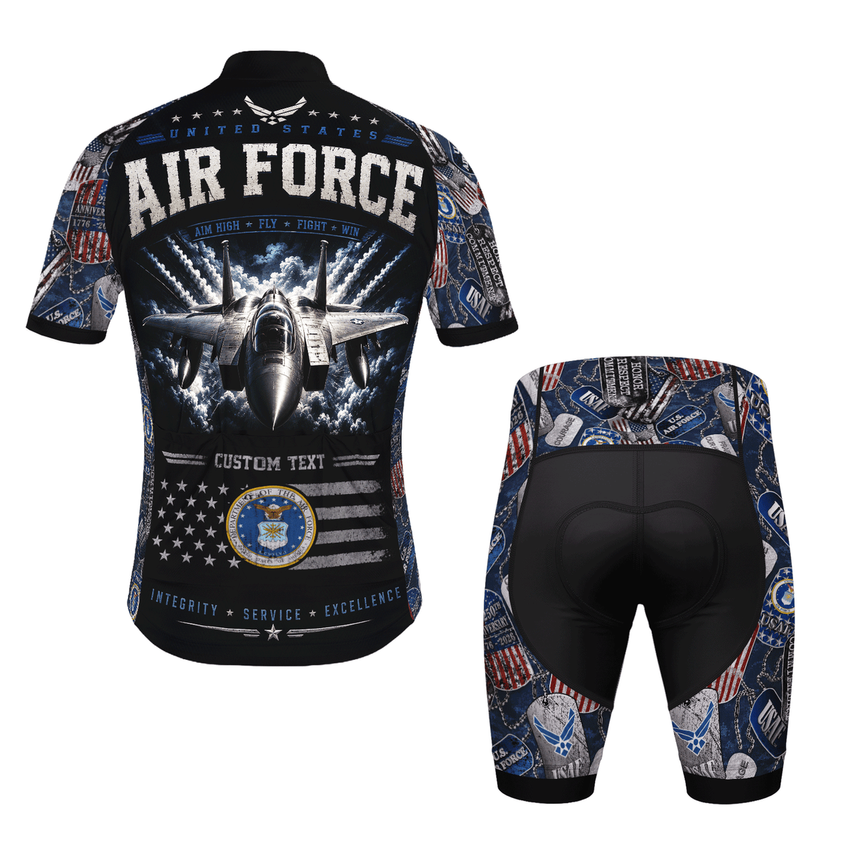 Custom Air Force Cycling Jersey Personalized Veteran Rank Bike Jersey