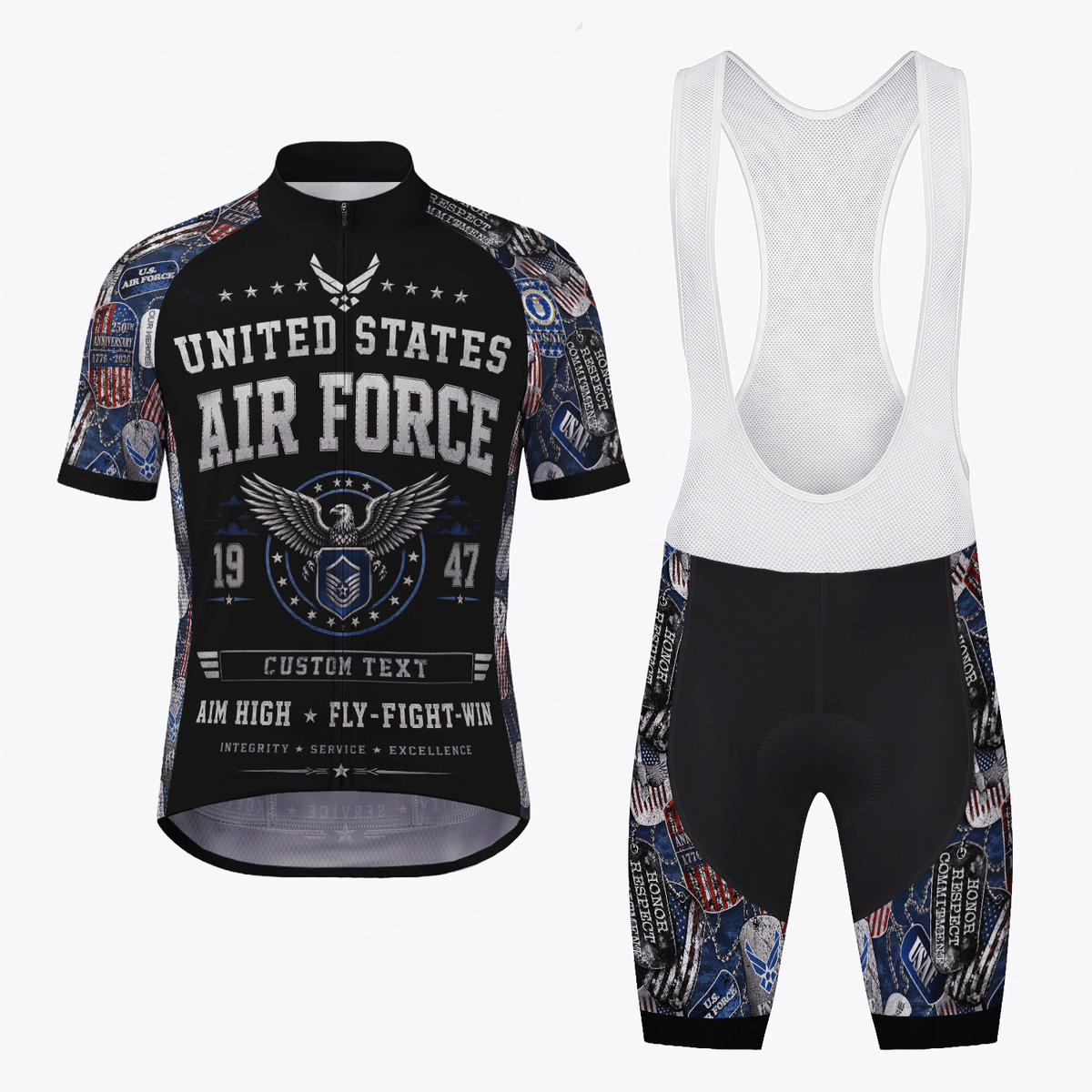 Custom Air Force Cycling Jersey Personalized Veteran Rank Bike Jersey