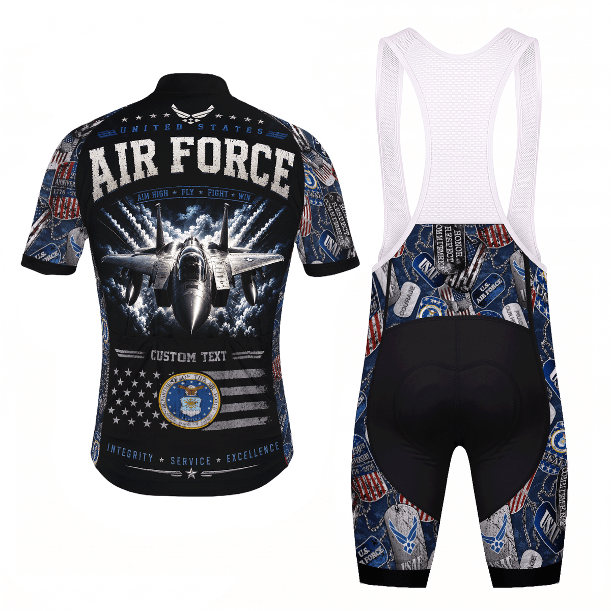 Custom Air Force Cycling Jersey Personalized Veteran Rank Bike Jersey