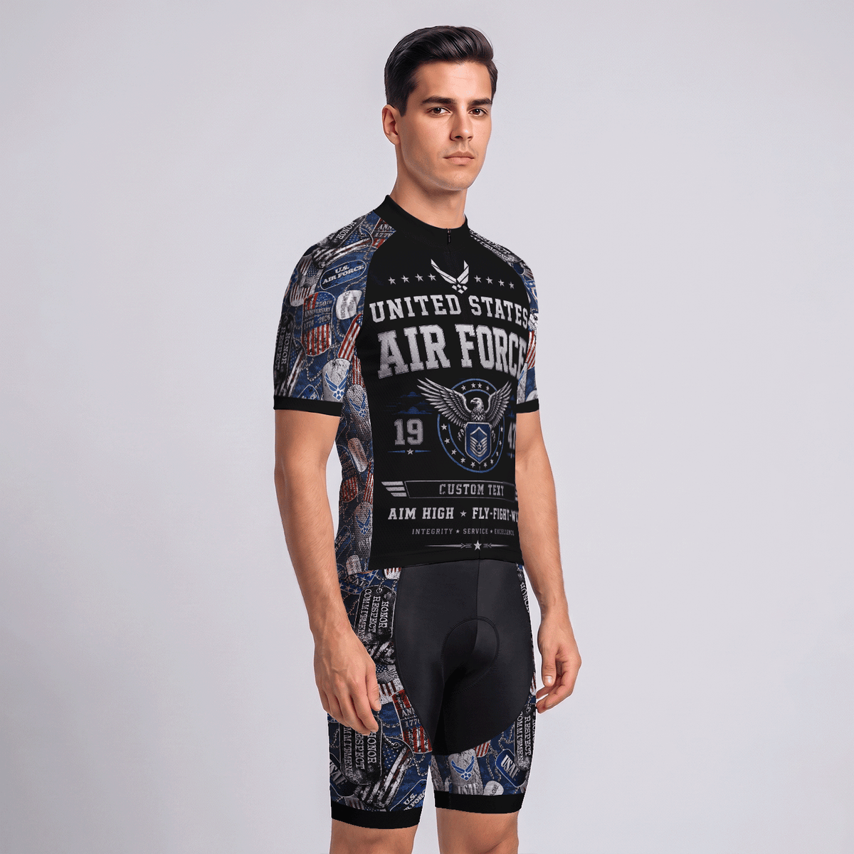 Custom Air Force Cycling Jersey Personalized Veteran Rank Bike Jersey