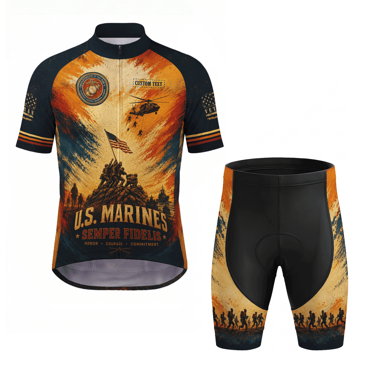 Custom US Marine Cycling Jersey Personalized Marine Veteran Rank Bike Jersey