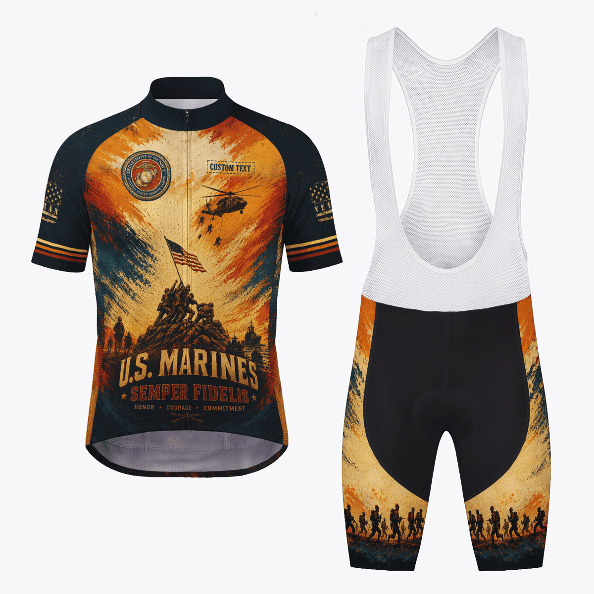 Custom US Marine Cycling Jersey Personalized Marine Veteran Rank Bike Jersey