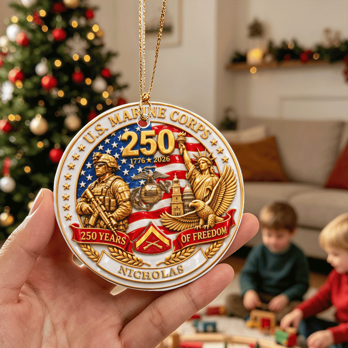 Personalized Navy Military Ceramic Ornament Custom Rank and Text