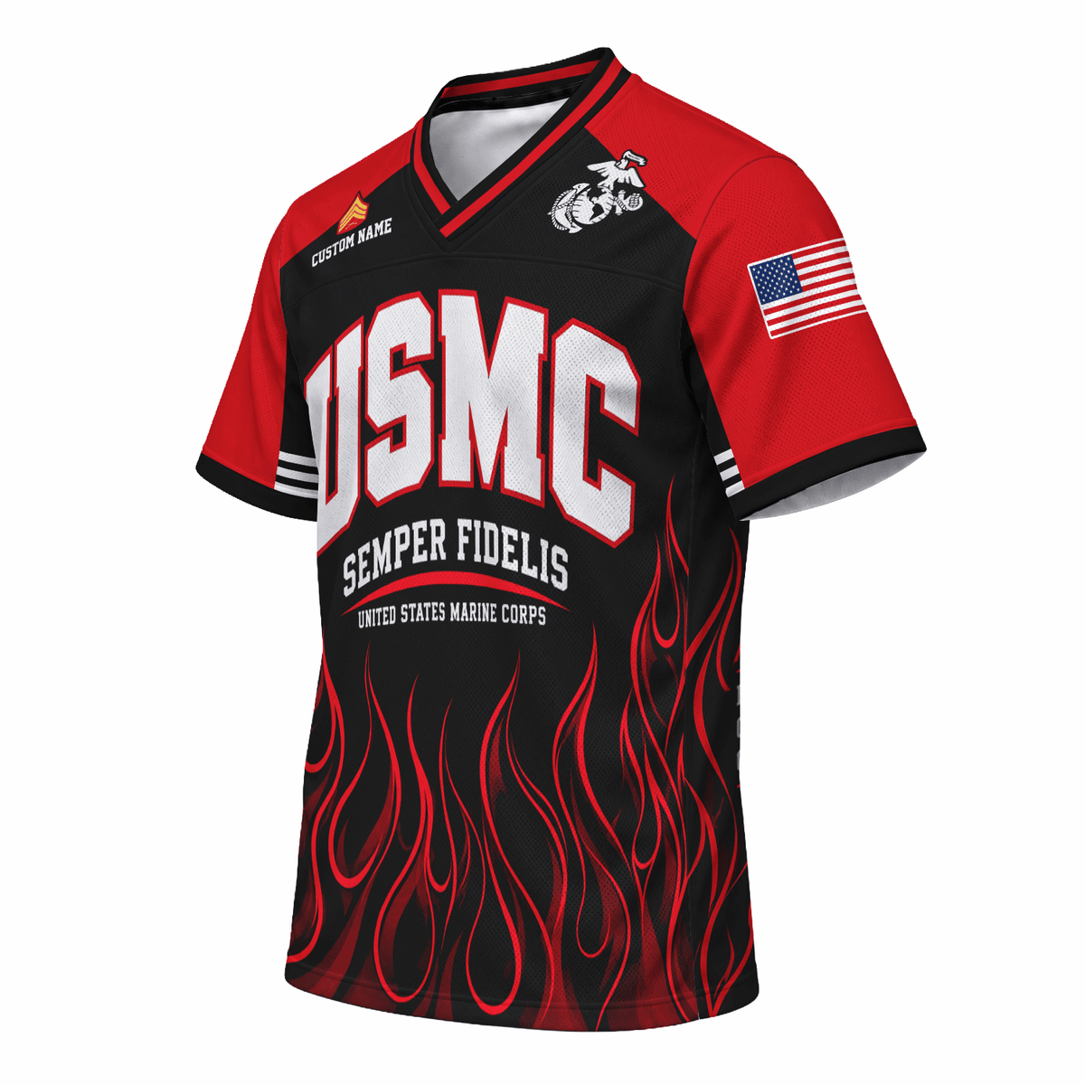 Custom USMC Jersey Personalized Military Rank Name Text and Number