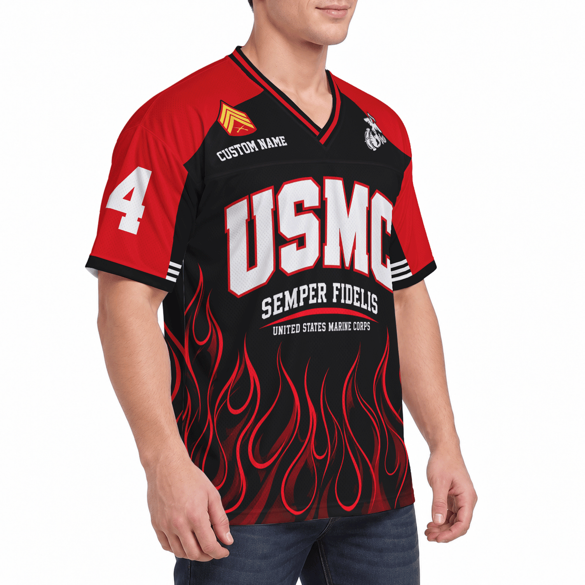 Custom USMC Jersey Personalized Military Rank Name Text and Number