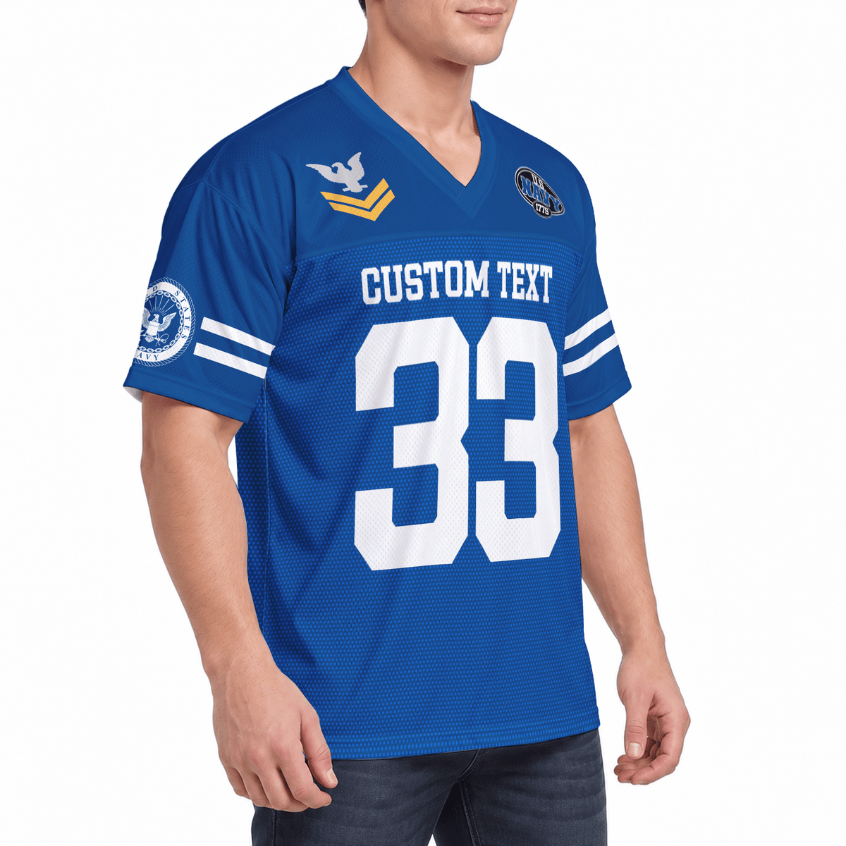 Personalized Navy Veteran Jersey Custom Rank Number and Text
