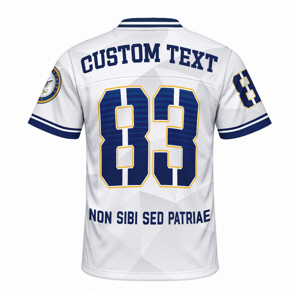 Custom Navy Veteran Sports Jersey Personalized Rank Number and Text