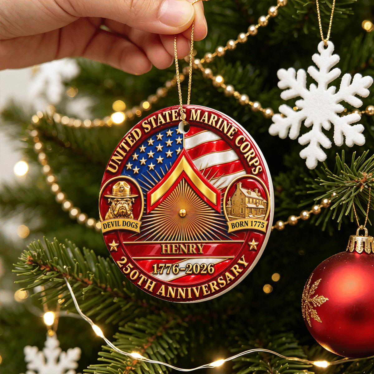 Custom Army 3D Relief Ornament Personalized Rank and Custom Text