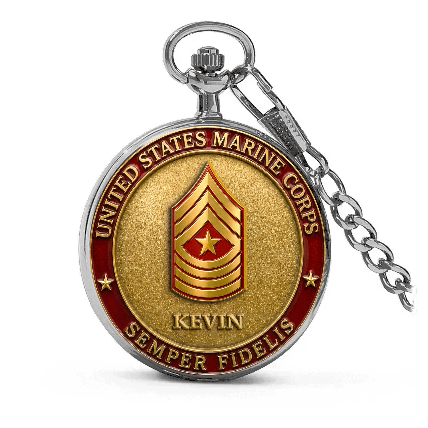 USMC Rank Name Pocket Watch Personalized Gift
