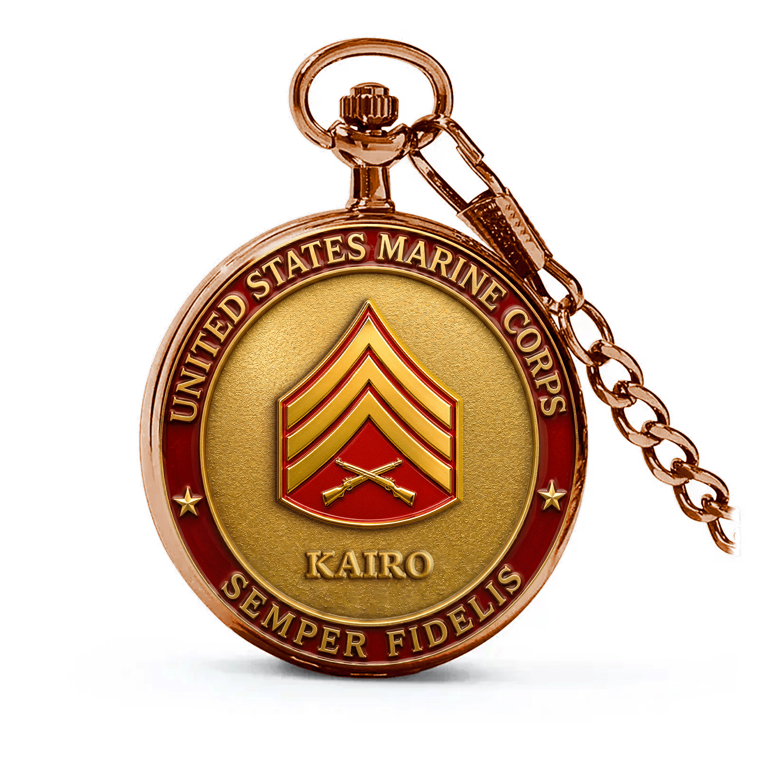 USMC Rank Name Pocket Watch Personalized Gift