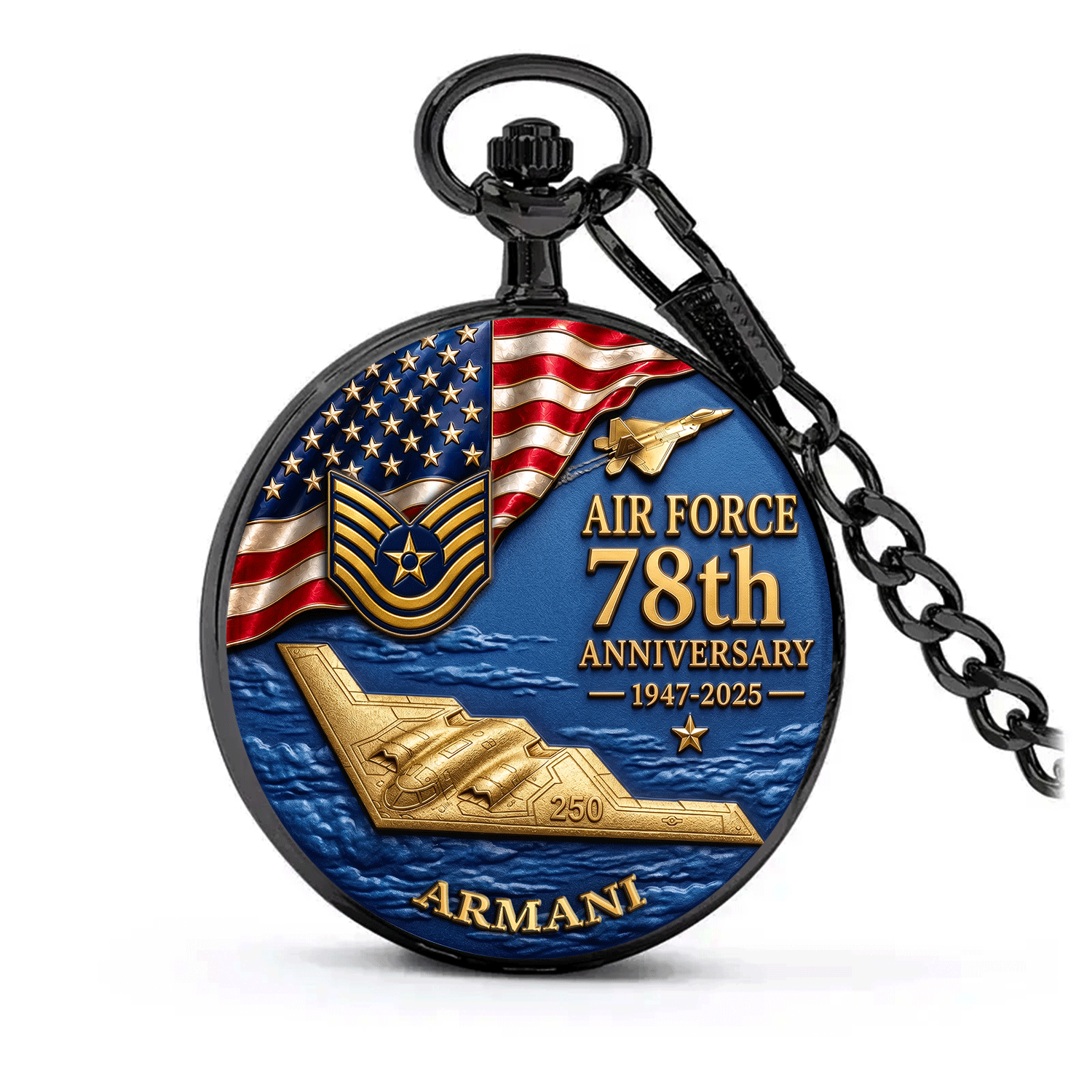 Air Force Veteran Pocket Watch 250th Anniversary Keepsake