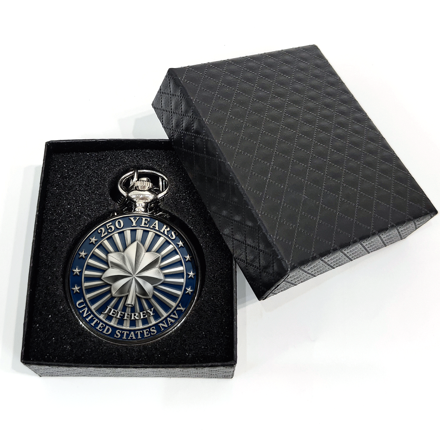 US Navy Veteran Gift Pocket Watch Custom Rank and Name