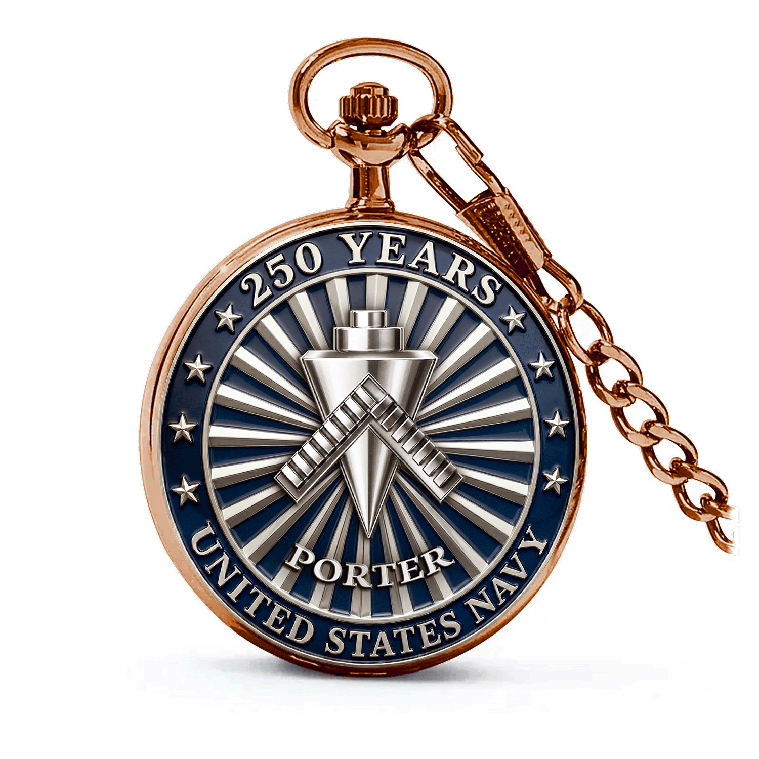 US Navy Veteran Gift Pocket Watch Custom Rank and Name