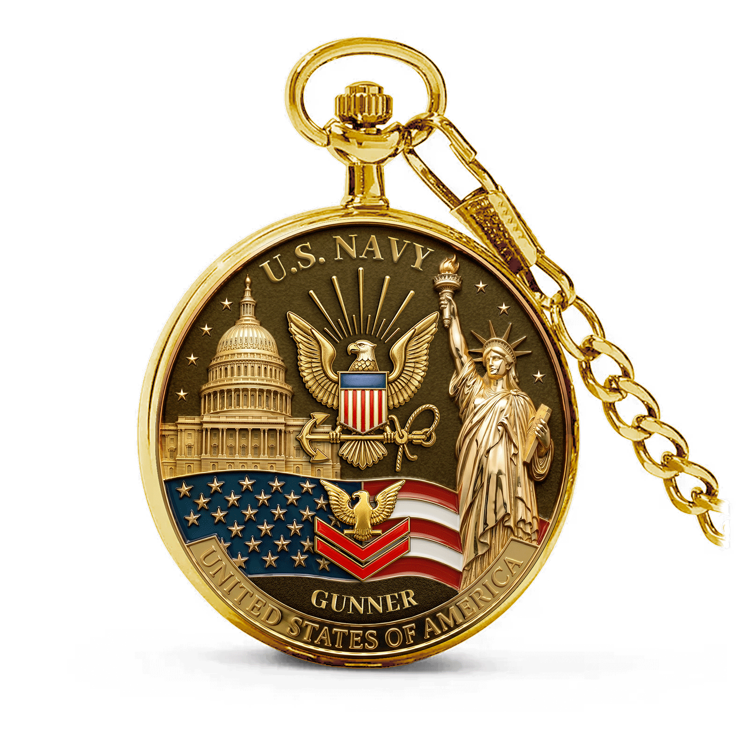 US Navy Rank Pocket Watch Personalized Anniversary Gift