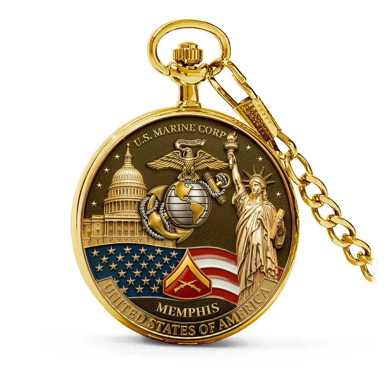 USMC Military Pocket Watch Veteran Appreciation Gift