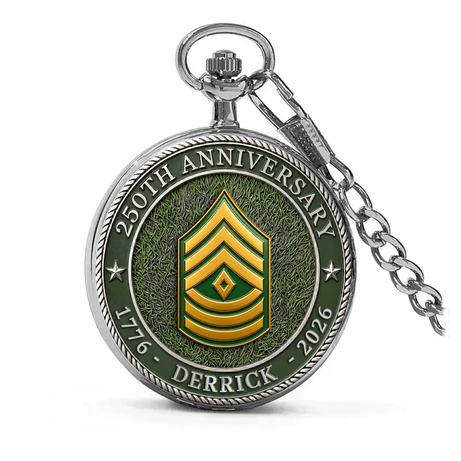 Army Custom Name Pocket Watch USA 250 Years Independence
