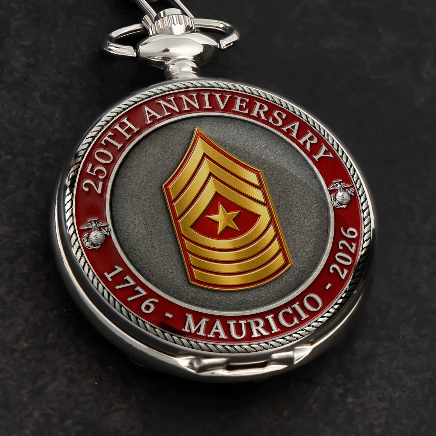Personalized Marine Rank Pocket Watch 250 Years Gift