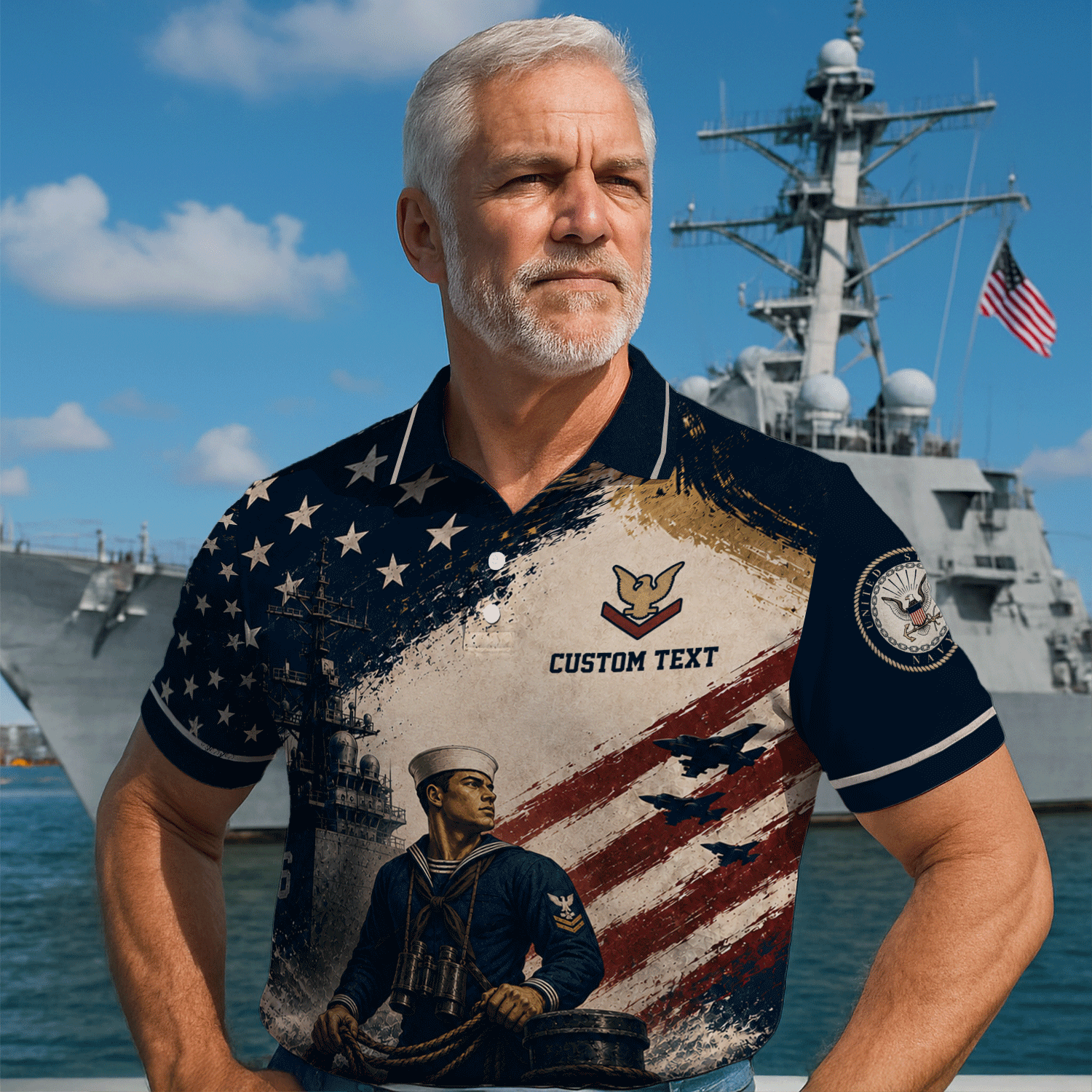 US Navy Personalized Military Rank All Over Print Polo Shirt