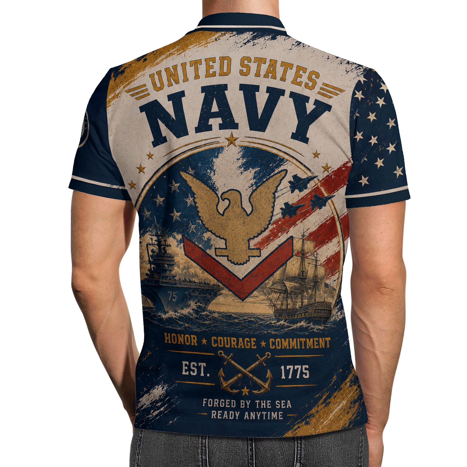 US Navy Personalized Military Rank All Over Print Polo Shirt