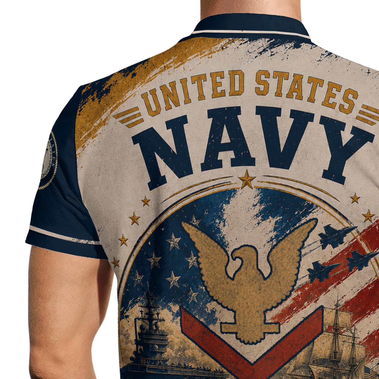 US Navy Personalized Military Rank All Over Print Polo Shirt
