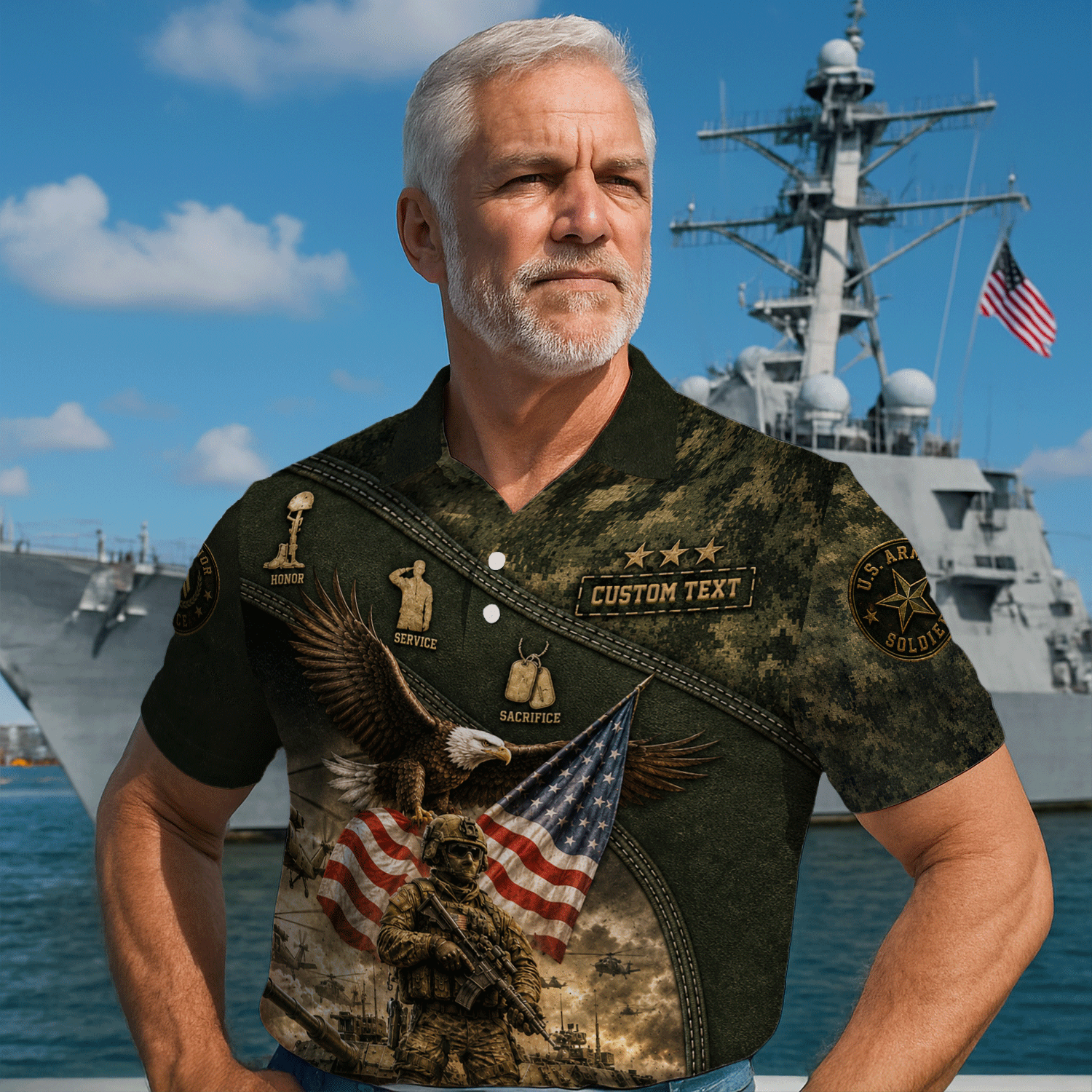 Personalized US Army Combat Tank 3D Polo Shirt for Men