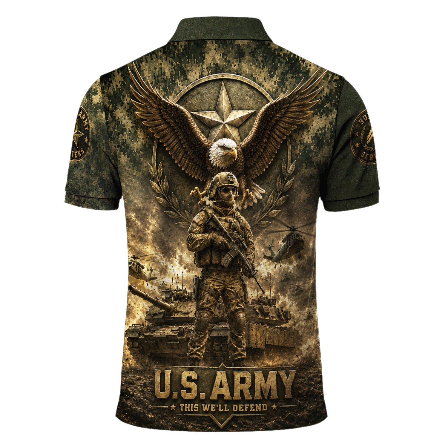 Personalized US Army Combat Tank 3D Polo Shirt for Men