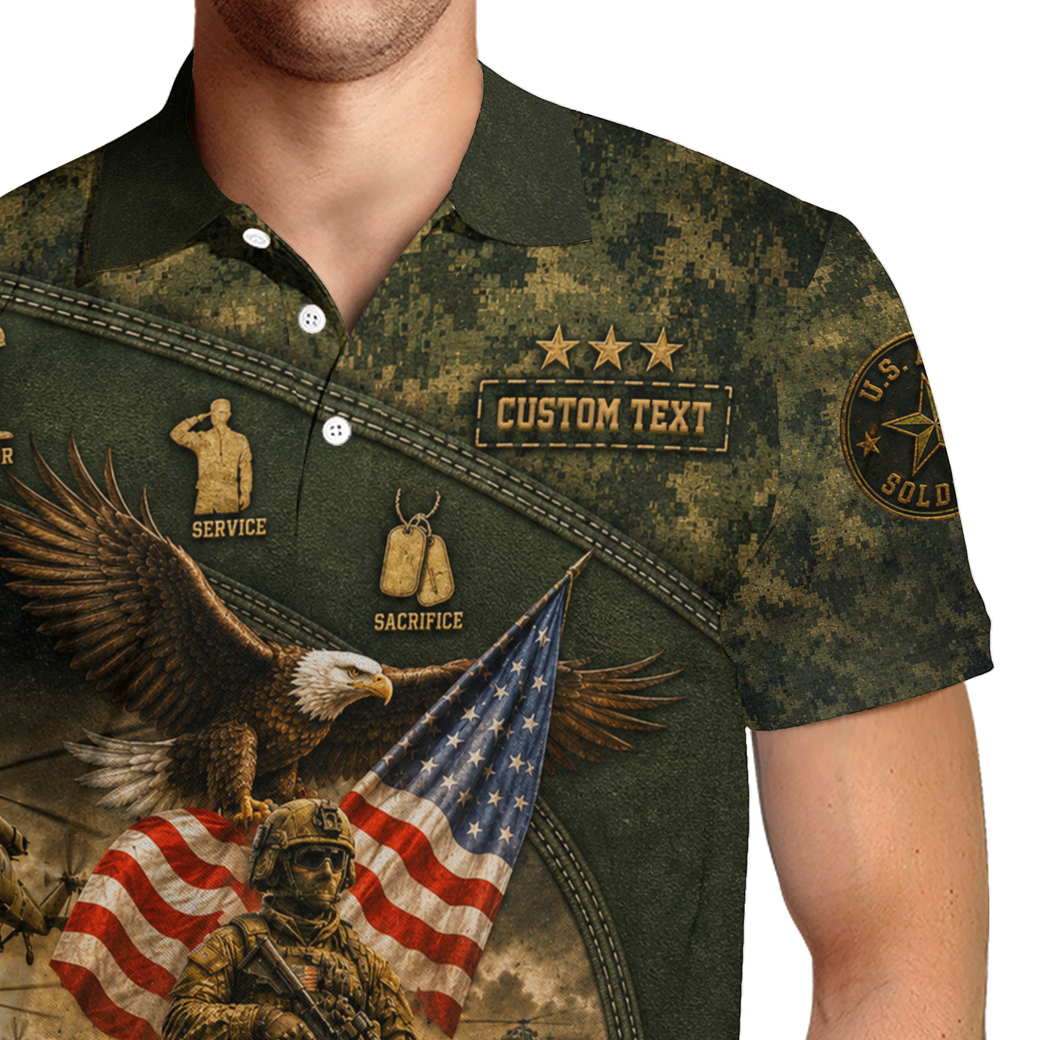 Personalized US Army Combat Tank 3D Polo Shirt for Men