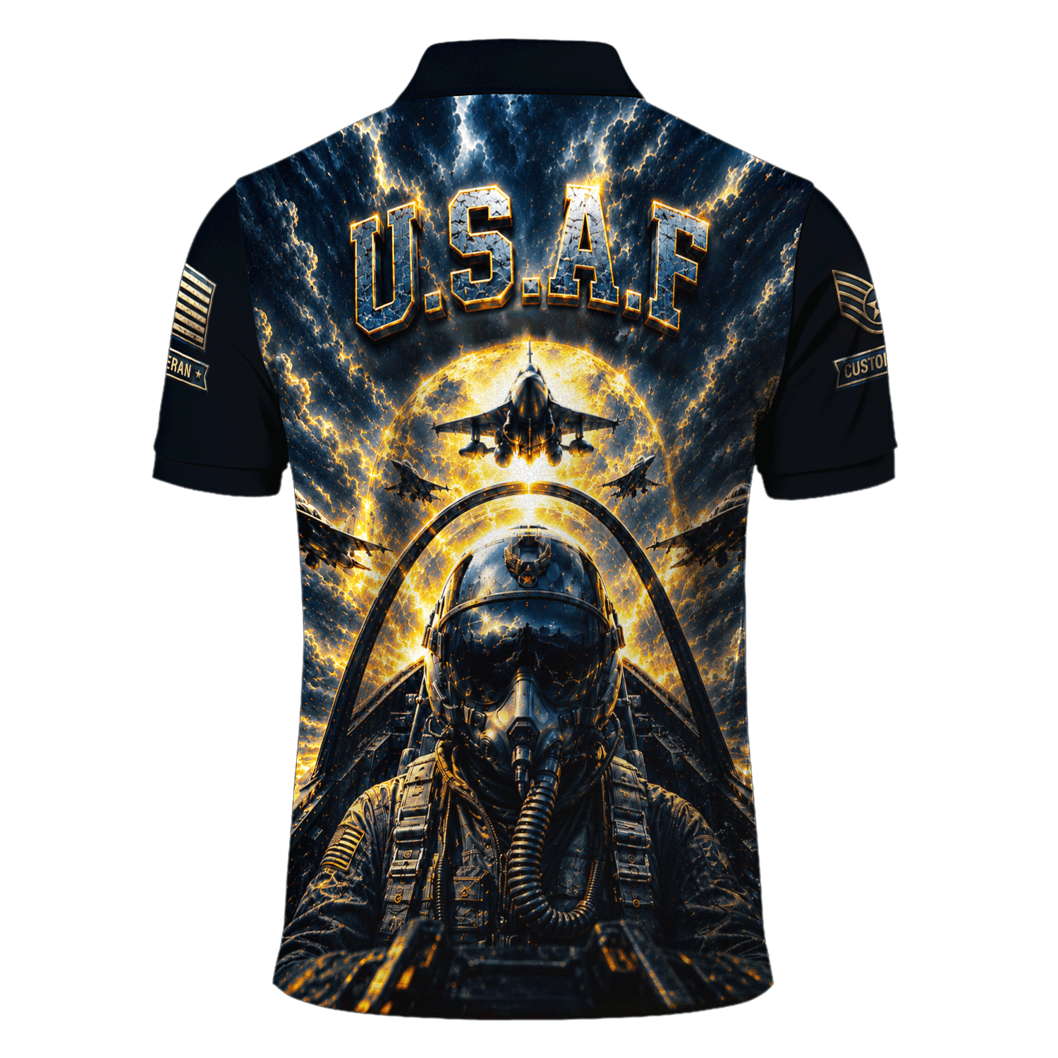 US Air Force Personalized Military Rank All Over Print Polo Shirt
