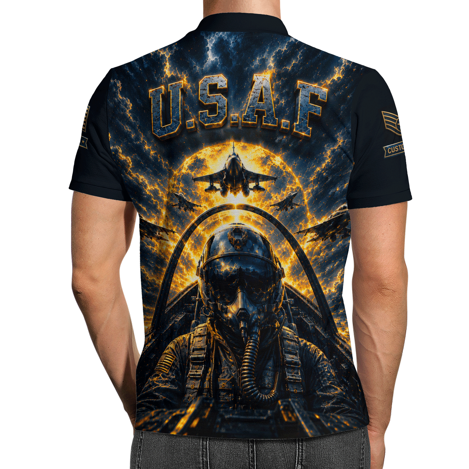 US Air Force Personalized Military Rank All Over Print Polo Shirt