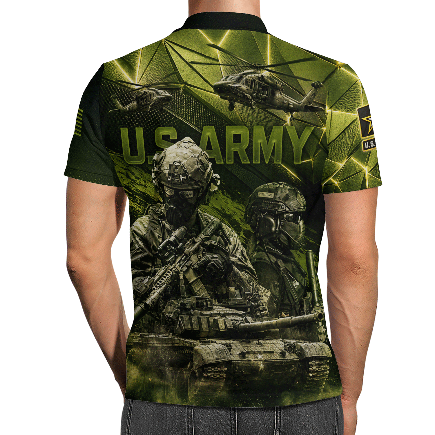 Personalized US Army Rank 3D All-Over Print Polo Shirt Gift
