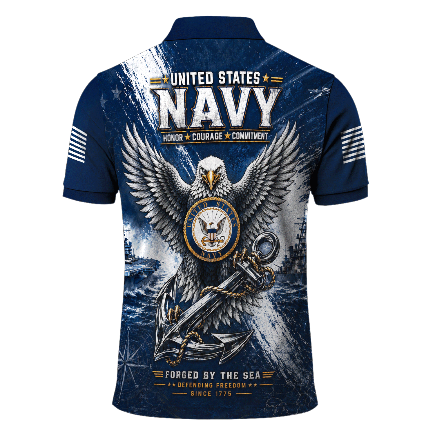 Personalized US Navy Rank 3D All-Over Print Polo Shirt Gift