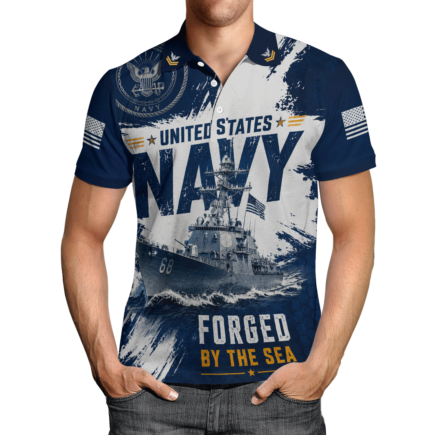 Personalized US Navy Rank 3D All-Over Print Polo Shirt Gift