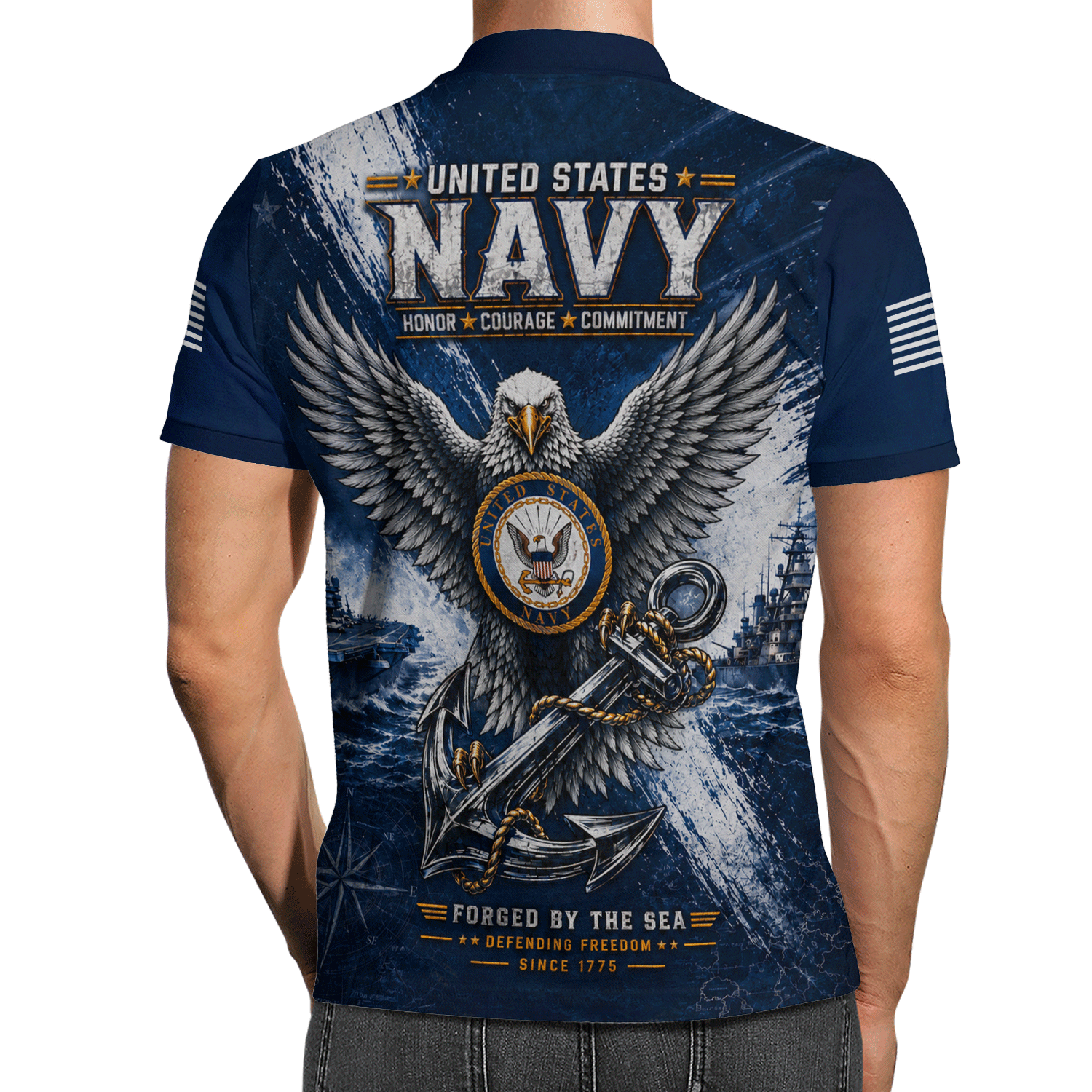 Personalized US Navy Rank 3D All-Over Print Polo Shirt Gift