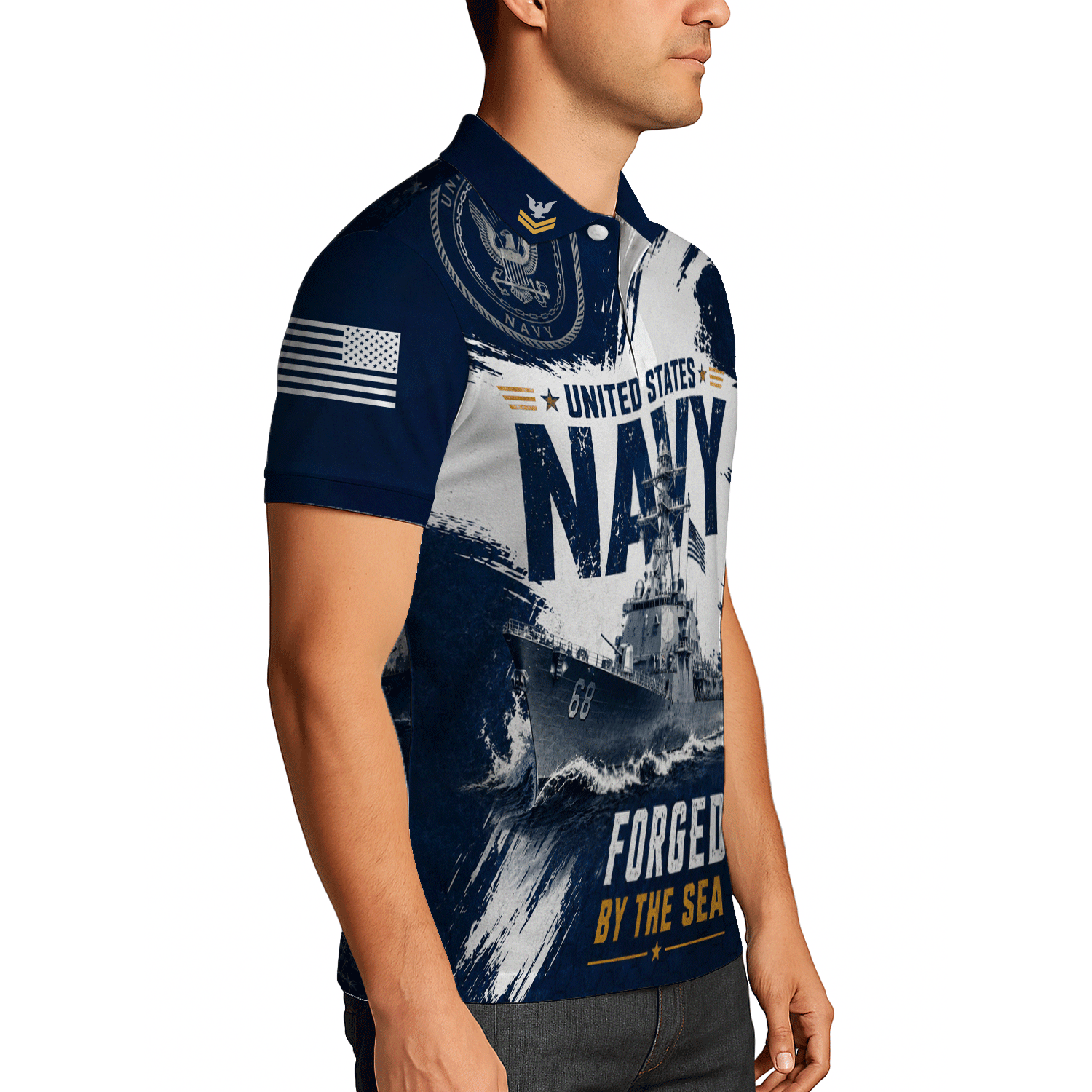 Personalized US Navy Rank 3D All-Over Print Polo Shirt Gift