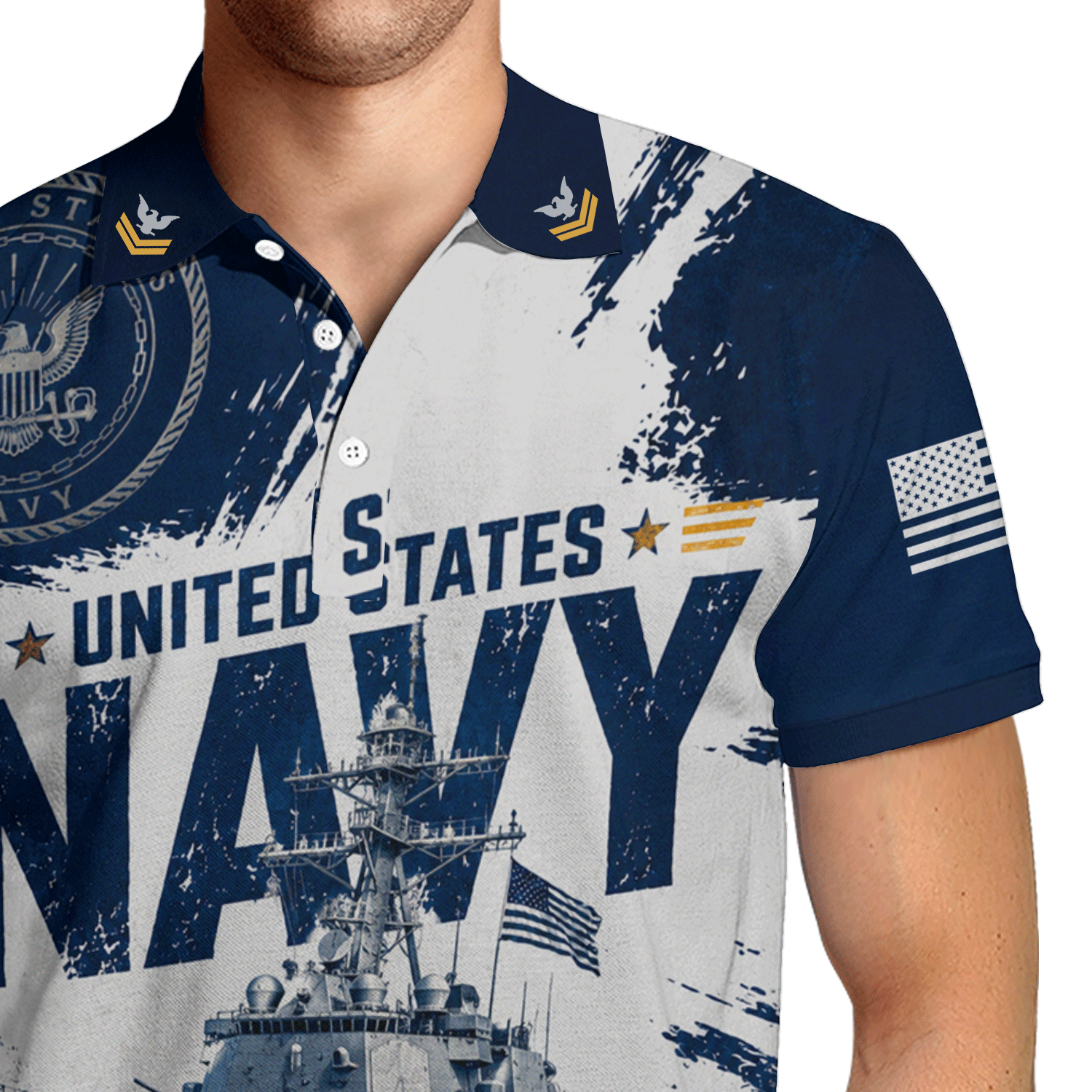 Personalized US Navy Rank 3D All-Over Print Polo Shirt Gift